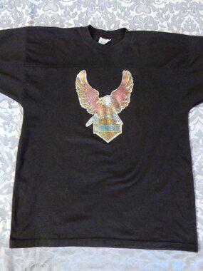 Vintage Harley Davidson black shirt Don't Mess With Texas L 80's glitter eagle